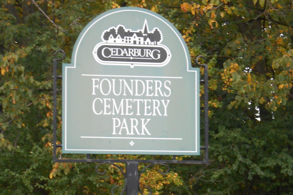 Founders Cemetery Park Entrance Sign